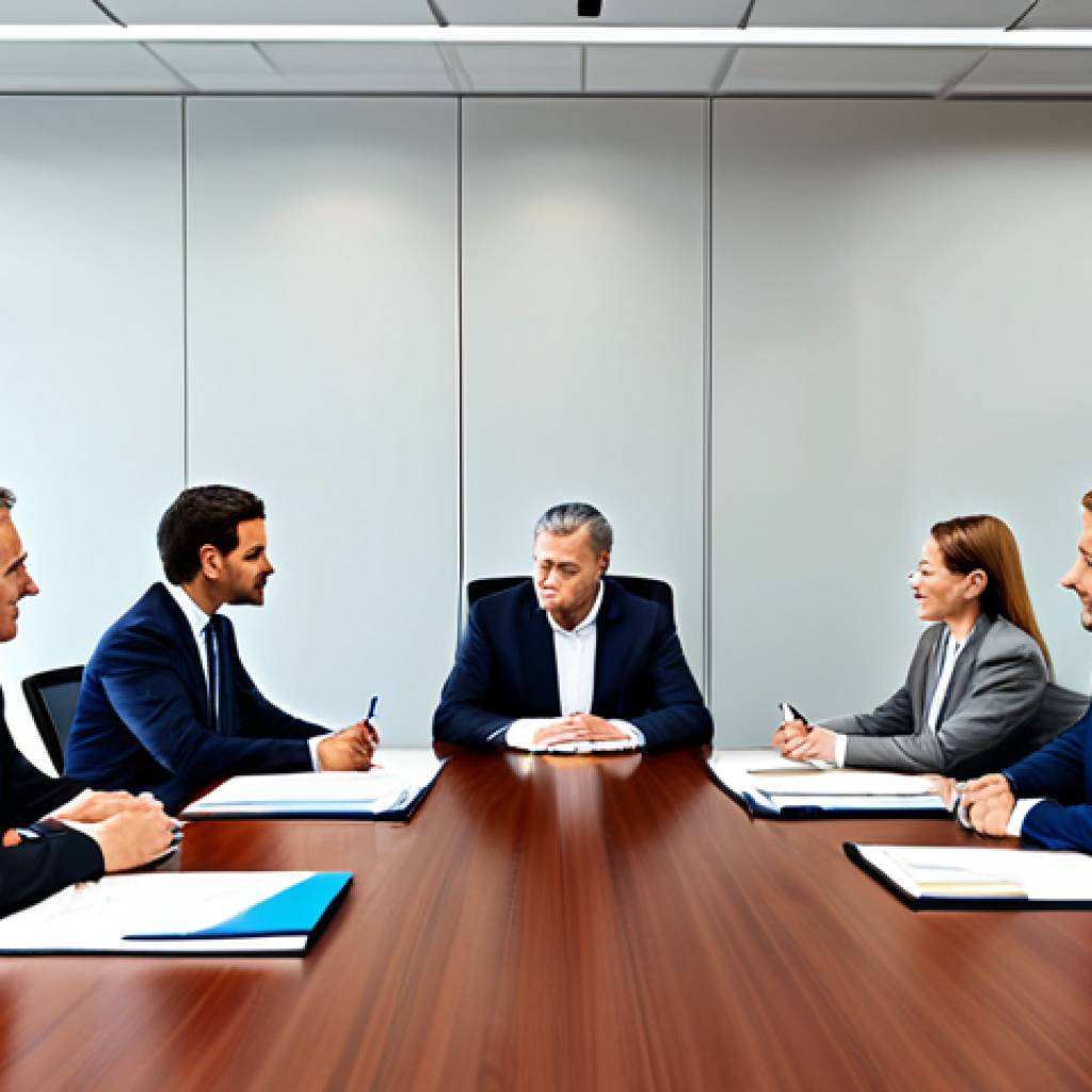 무역협상 실습 과목의 중요성과 학습 전략 - **Prompt:** A diverse group of business professionals, fully clothed in professional attire, engaged...