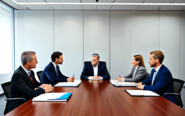 무역협상 실습 과목의 중요성과 학습 전략 - **Prompt:** A diverse group of business professionals, fully clothed in professional attire, engaged...